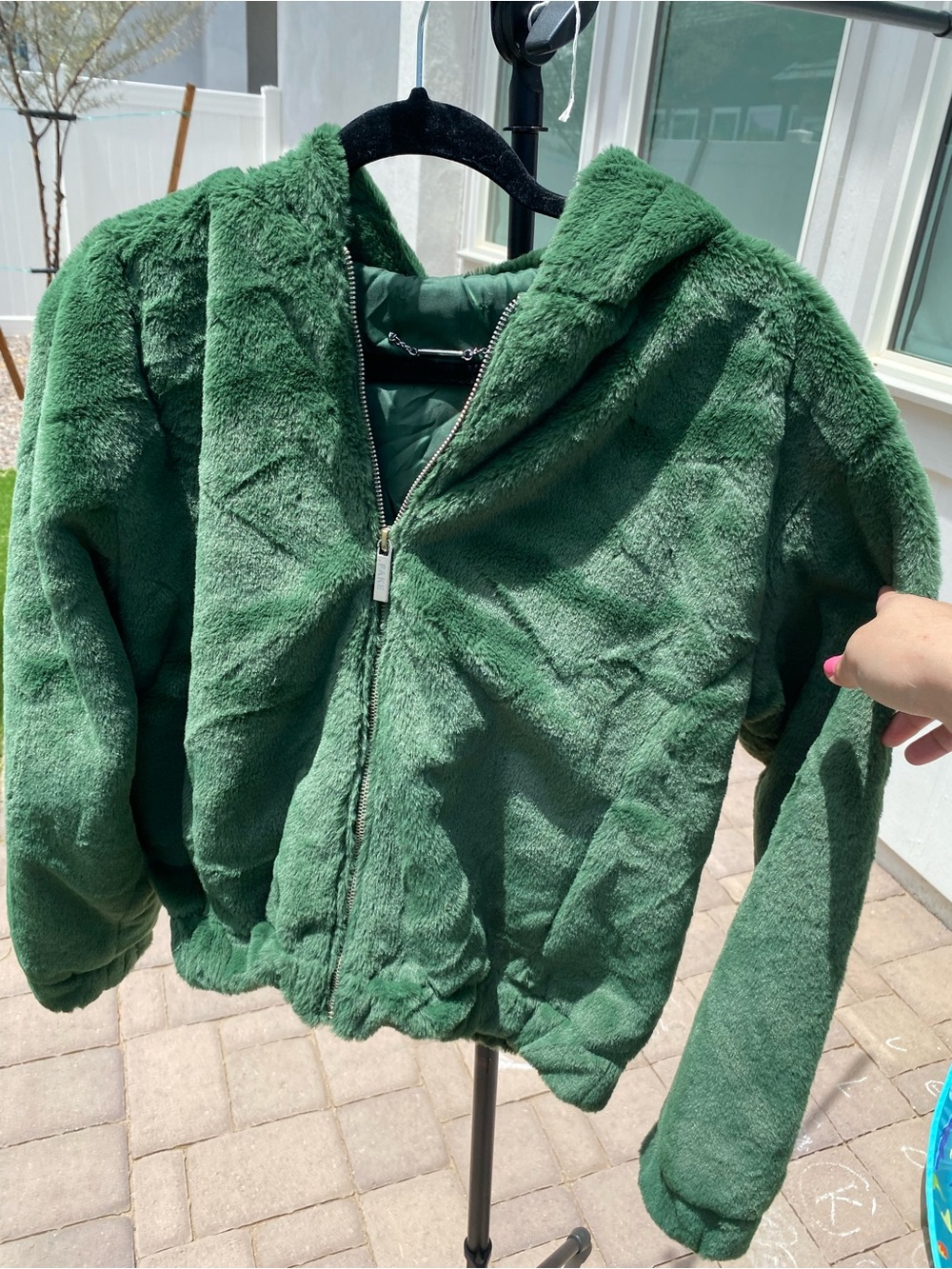 Matt Sarafa x PETA Green Faux Fur Hooded Bomber Jacket Medium M Streetwear